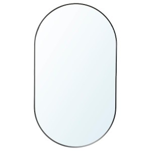 IKEA LINDBYN mirror with storage, black, 15 3/4x27 1/2 in, Ikea Outlet | 0325NWULI