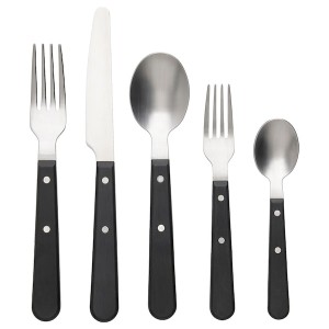 IKEA LIVNÄRA 20-piece flatware set, black, Ikea Outlet | 9216PVEOI