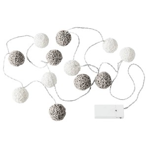 IKEA LIVSÅR LED string light with 12 lights, indoor, battery operated gray/white, Ikea Outlet | 0683HTBDL