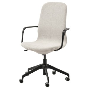 IKEA LÅNGFJÄLL conference chair with armrests, Gunnared beige/black Gunnared Beige / Black, Ikea Outlet | 5941ZQOYX