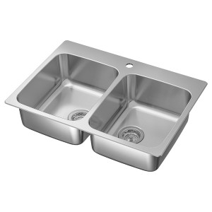 IKEA LÅNGUDDEN double bowl top mount sink, stainless steel, 29 1/2x20 5/8 in, Ikea Outlet | 3674RCNHP