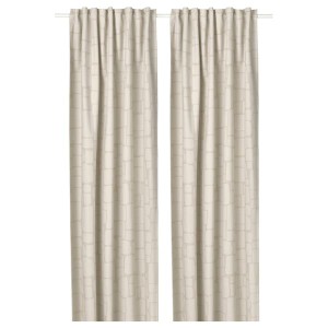 IKEA LÖNNSTÄVMAL black-out curtains, 1 pair, 57x84 in Beige, Ikea Outlet | 6079UICWM