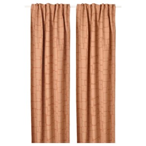 IKEA LÖNNSTÄVMAL black-out curtains, 1 pair, 57x84 in Light Red / Brown, Ikea Outlet | 1958JTYNW