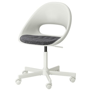 IKEA LOBERGET / MALSKÄR swivel chair + pad White / Dark Gray, Ikea Outlet | 4203XKMGR