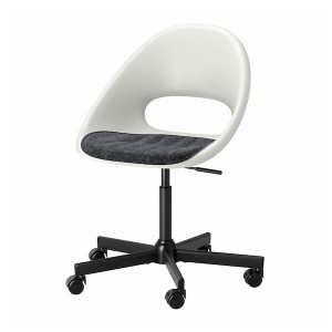 IKEA LOBERGET / MALSKÄR swivel chair + pad White Black / Dark Gray, Ikea Outlet | 7946ASXHT