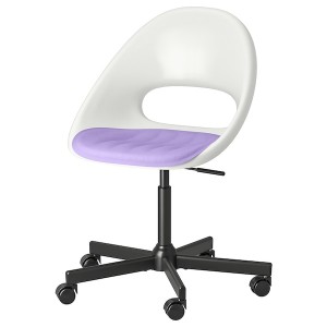 IKEA LOBERGET / MALSKÄR swivel chair + pad White Black / Lilac, Ikea Outlet | 1854JMPAK