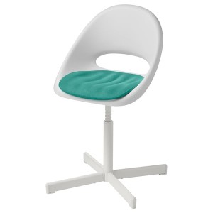 IKEA LOBERGET / SIBBEN children’s desk chair with pad, white/turquoise, Ikea Outlet | 2640MICHV