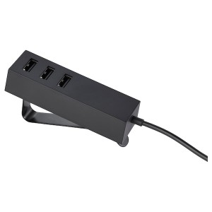 IKEA LÖRBY USB charger with clamp, black, Ikea Outlet | 1906UVMQF