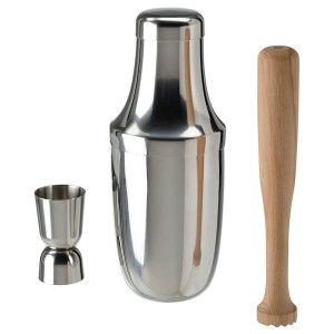 IKEA LUFTTÄT 3-piece bar set, stainless steel/wood, Ikea Outlet | 3049IJPFC