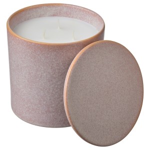 IKEA LUGNARE scented candle in ceramic jar w lid, Jasmine/pink, 60 hr, Ikea Outlet | 2601UDQYC