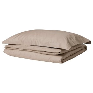 IKEA LUKTJASMIN duvet cover and pillowcase(s), Twin Gray / Beige, Ikea Outlet | 4089DLTMI