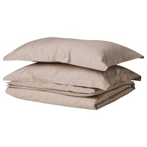 IKEA LUKTJASMIN duvet cover and pillowcase(s), Full/Queen (Double/Queen) Gray / Beige, Ikea Outlet | 5106YRPHJ