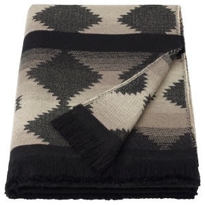 IKEA LUKTVÄDD throw, black/gray, 51x67 in, Ikea Outlet | 7450BAVLT
