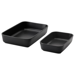 IKEA LYCKAD baking/serving dish, set of 2, dark gray, Ikea Outlet | 4973NUPGO