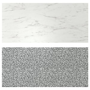 IKEA LYSEKIL wall panel, double sided white marble effect, 48x19 in Black / White Mosaic Patterned, Ikea Outlet | 6217IXPAM