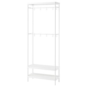 IKEA MACKAPÄR coat rack with shoe storage unit, white, 30 3/4x12 5/8x78 3/4 in, Ikea Outlet | 0179GXAND