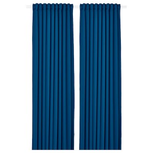 IKEA MAJGULL black-out curtains, 1 pair, 57x98 in Dark Blue, Ikea Outlet | 6513UDYKZ