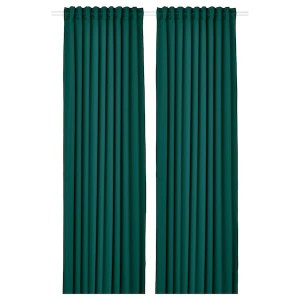 IKEA MAJGULL black-out curtains, 1 pair, dark turquoise, 57x84 in, Ikea Outlet | 8652FCTXA