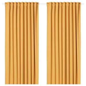 IKEA MAJGULL room darkening curtains, 1 pair, 57x98 in Yellow, Ikea Outlet | 2753GUYCZ