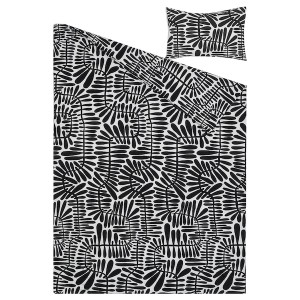 IKEA MAJSMOTT comforter set, Twin/Twin X-long Black / White, Ikea Outlet | 8153ITMNX