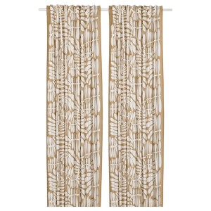 IKEA MAJSMOTT curtains, 1 pair, beige/white, 57x98 in, Ikea Outlet | 1086POHAM