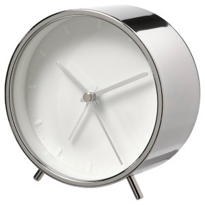 IKEA MALLHOPPA alarm clock, silver color, 4 ¼ in, Ikea Outlet | 2378BVDTI