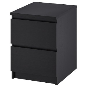 IKEA MALM 2-drawer chest, 15 3/4x21 5/8 in Black / Brown, Ikea Outlet | 5297QPSON