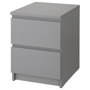 IKEA MALM 2-drawer chest, 15 3/4x21 5/8 in Gray Stained, Ikea Outlet | 8379OMZXK