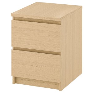 IKEA MALM 2-drawer chest, 15 3/4x21 5/8 in White Stained Oak Veneer, Ikea Outlet | 5048MFIZX