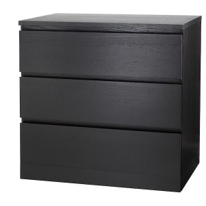 IKEA MALM 3-drawer chest, 31 1/2x30 3/4 in Black / Brown, Ikea Outlet | 9213PBFAO