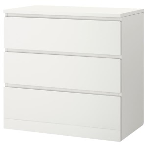 IKEA MALM 3-drawer chest, 31 1/2x30 3/4 in White, Ikea Outlet | 6032NBSIX