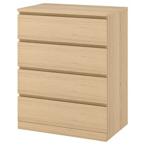 IKEA MALM 4-drawer chest, 31 1/2x39 3/8 in White Stained / Oak Veneer, Ikea Outlet | 6794CEDFH