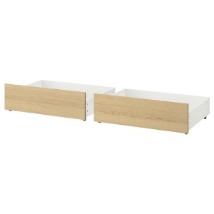 IKEA MALM underbed storage box for high bed, Full/Double/Twin/Single, 2 pack White Stained Oak Veneer, Ikea Outlet | 8057FTSQL