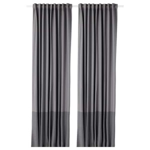 IKEA MARJUN room darkening curtains, 1 pair, gray, 57x98 in, Ikea Outlet | 9628VBHOS