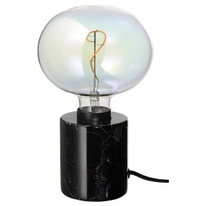 IKEA MARKFROST / MOLNART table lamp with LED bulb Marble Black / Ellipse Shaped Multicolor, Ikea Outlet | 5876CBSEA