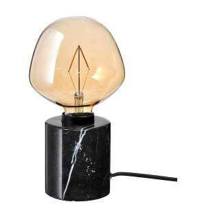 IKEA MARKFROST / MOLNART table lamp with LED bulb Marble Black / Bell / Shaped Brown Clear Glass, Ikea Outlet | 5279CFUID