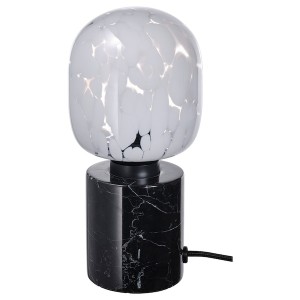 IKEA MARKFROST / MOLNART table lamp with LED bulb Marble Black / Tube / Shaped White / Clear Glass, Ikea Outlet | 1956XAVEO