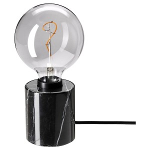 IKEA MARKFROST / MOLNART table lamp with LED bulb, black/gray clear glass, 5 in, Ikea Outlet | 4765KFQAJ