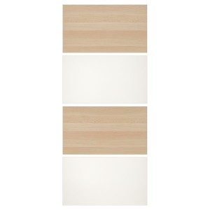IKEA MEHAMN 4 panels for sliding door frame, 39 3/8x92 7/8 in White Stained Oak Effect / White, Ikea Outlet | 2169DRABV