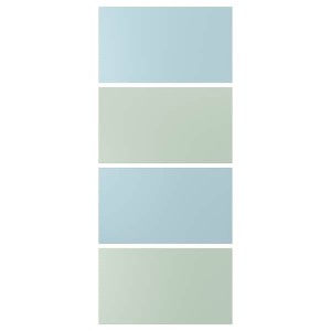 IKEA MEHAMN 4 panels for sliding door frame, 39 3/8x92 7/8 in Light Blue / Light Green, Ikea Outlet | 8701DFSVK