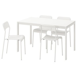 IKEA MELLTORP / ADDE table and 4 chairs, white, 49 1/4 in, Ikea Outlet | 1537VOFNH