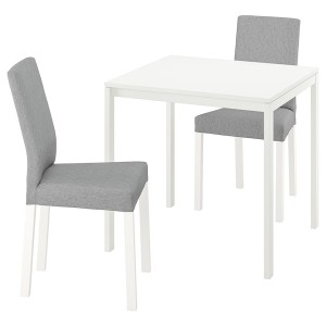 IKEA MELLTORP / KÄTTIL table and 2 chairs, white/Knisa light gray, 29 1/2 in, Ikea Outlet | 0253FEOBJ
