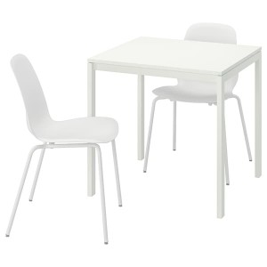 IKEA MELLTORP / LIDÅS table and 2 chairs, white white/white white, 29 1/2x29 1/2 in, Ikea Outlet | 9746TGSWB