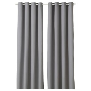 IKEA MERETE curtains, 1 pair, gray/light gray, 57x98 in, Ikea Outlet | 7890WHQTV