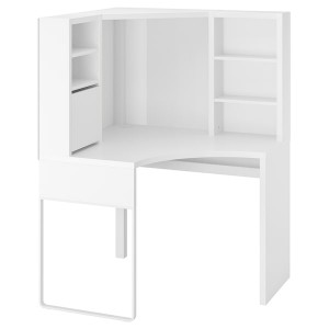 IKEA MICKE Corner workstation, 39 3/8x55 7/8 in White, Ikea Outlet | 9524HZDWL