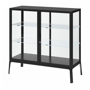 IKEA MILSBO glass-door cabinet, 39 3/4x39 3/8 in Anthracite, Ikea Outlet | 4923OHIUM