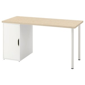 IKEA MITTCIRKEL / ALEX desk, 55 1/8x23 5/8 in Lively Pine Effect / White, Ikea Outlet | 0286WIOFD