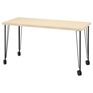 IKEA MITTCIRKEL / KRILLE desk, 55 1/8x23 5/8 in Lively Pine Effect Black, Ikea Outlet | 6019PCDKB
