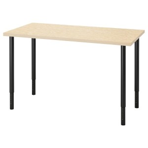 IKEA MITTCIRKEL / OLOV desk, 47 1/4x23 5/8 in Lively Pine Effect / Black, Ikea Outlet | 9713BKNJG