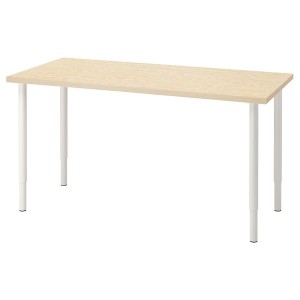 IKEA MITTCIRKEL / OLOV desk, 55 1/8x23 5/8 in Lively Pine Effect / White, Ikea Outlet | 7462DAKZO